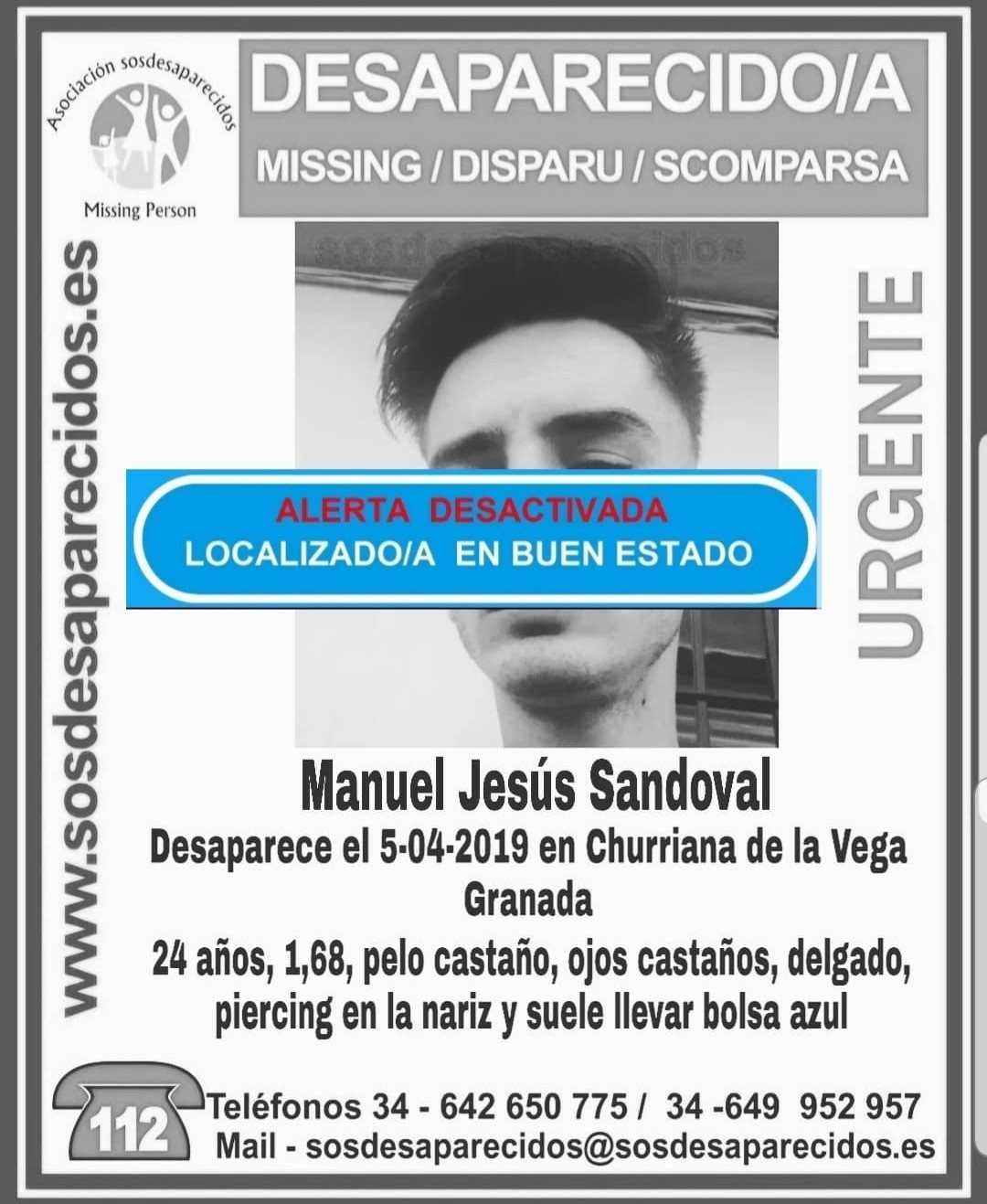 Localizado en buen estado el joven desaparecido desde el viernes en Churriana de la Vega