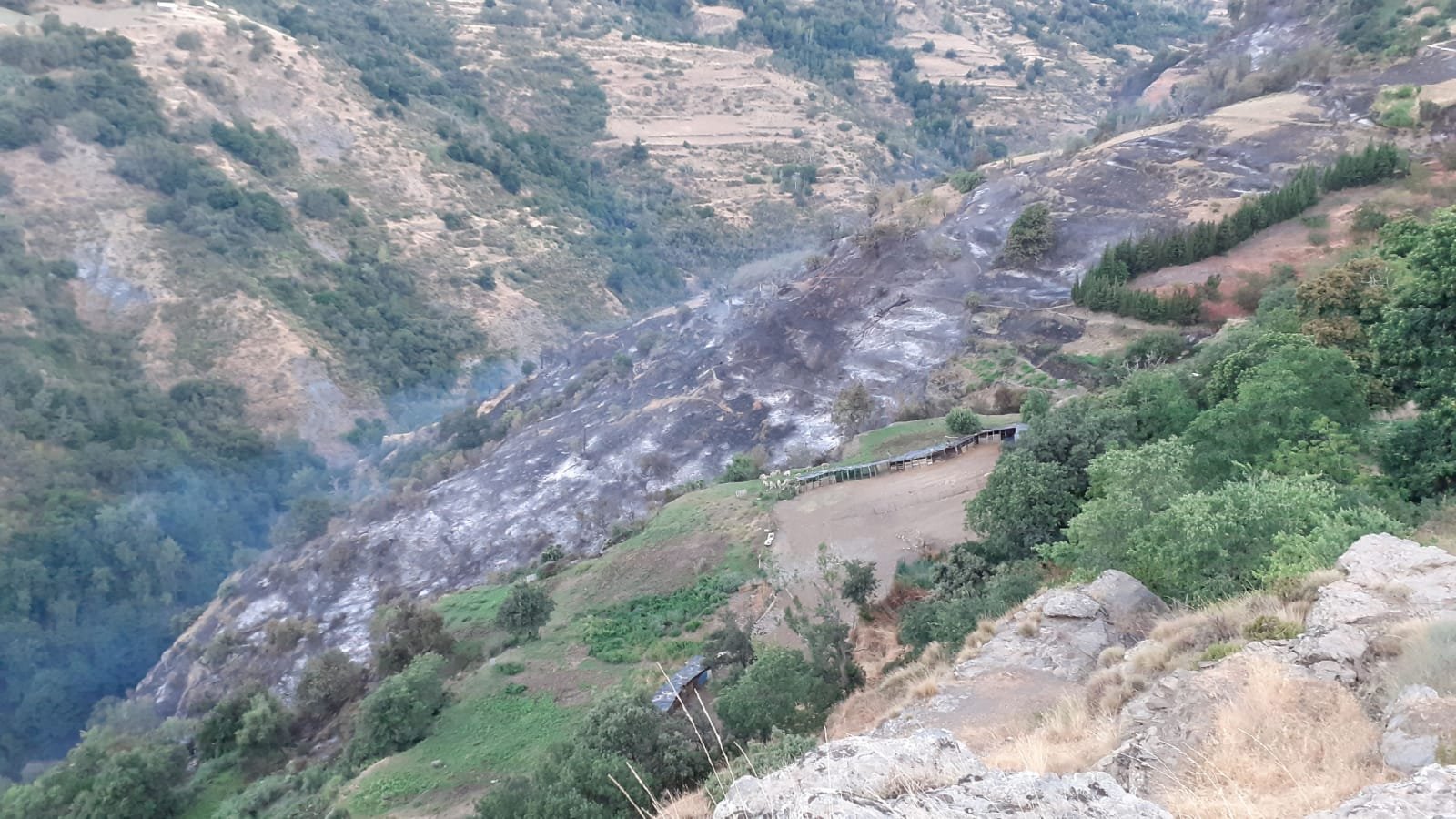 Investigan las causas del fuego de Bubión, que aún no ha sido dado por extinguido