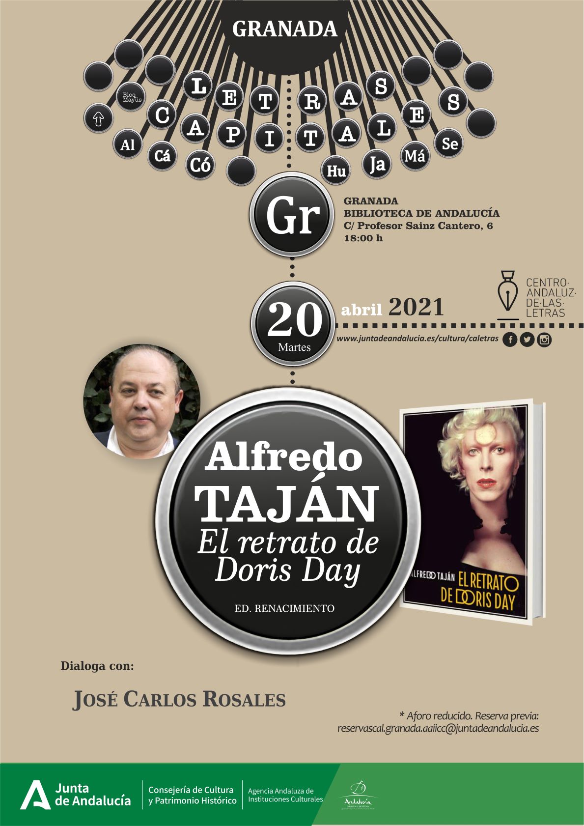  ‘El retrato de Doris Day’, de Alfredo Taján, se presentará mañana en la Biblioteca de Andalucía