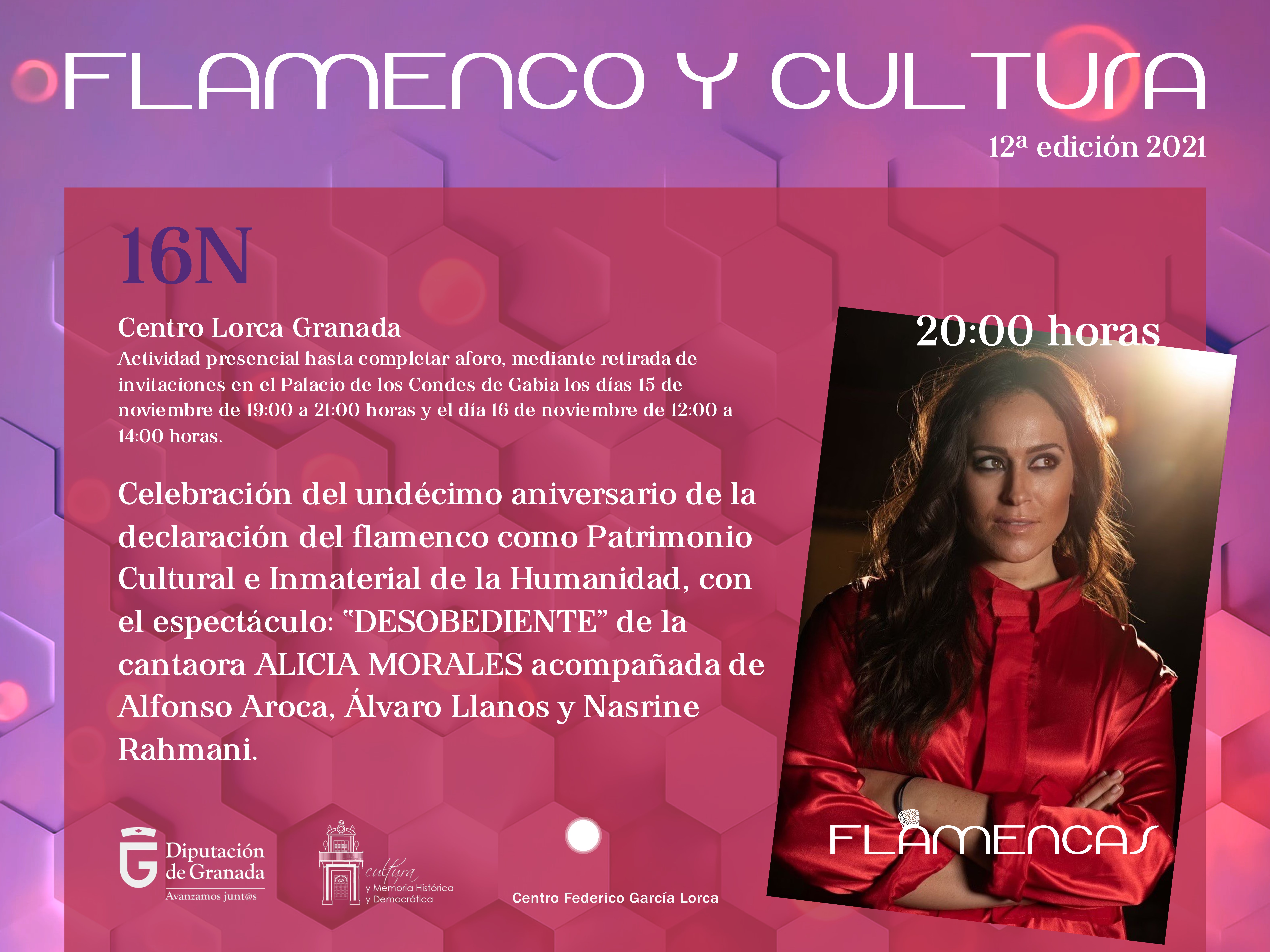 La cantaora Alicia Morales actúa esta noche en el Lorca dentro del Programa «Flamenco y Cultura»