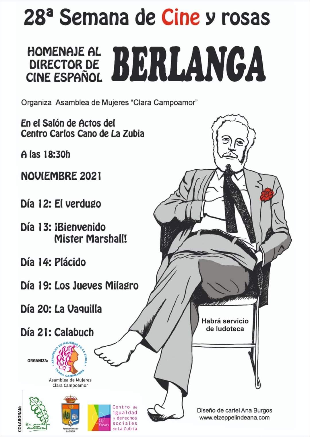 La ‘Semana de cine y rosas’ de La Zubia rinde homenaje a Berlanga con proyecciones gratuitas de sus mejores películas