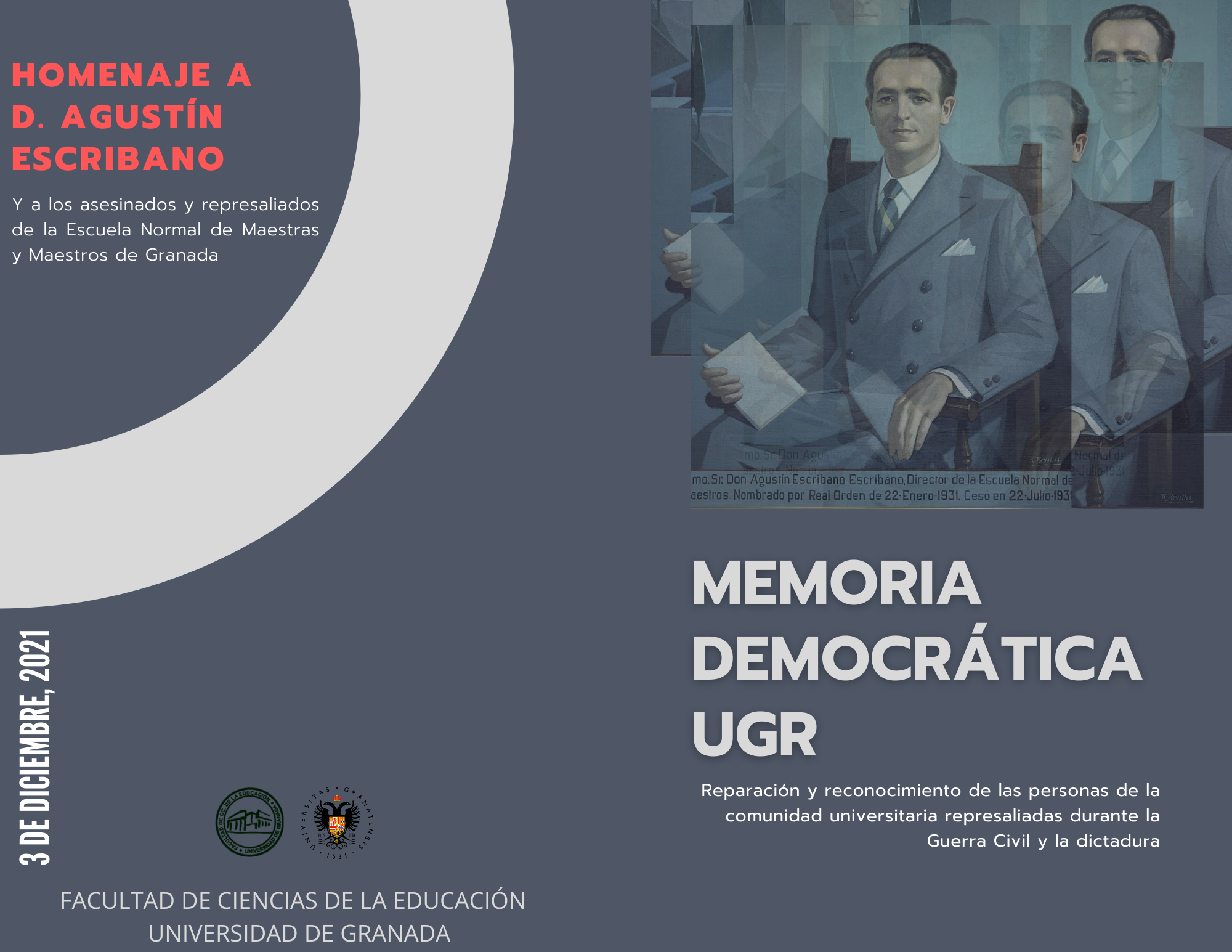 Homenaje a Agustín Escribano en la Facultad de Ciencias de la Educación dentro del programa ‘Memoria Democrática UGR’