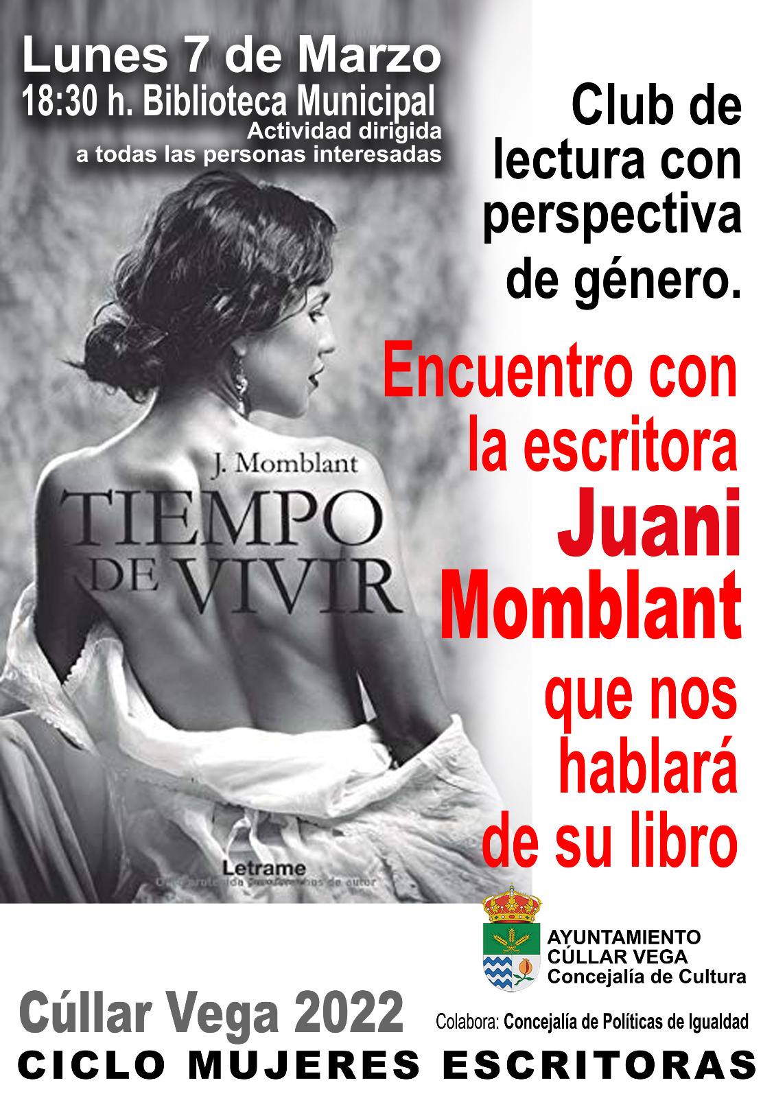 La biblioteca de Cúllar Vega acoge la presentación del libro ‘Tiempo de vivir’ de Juani Momblant