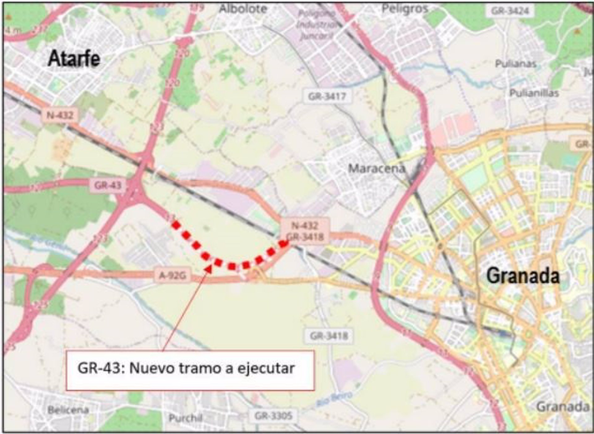 El Gobierno adjudica por 11,2 millones de euros las obras de la autovía GR-43 entre Atarfe y Granada
